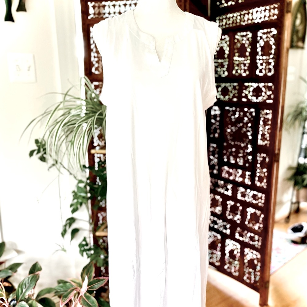 LL Bean beach cover up and dress white lightweight NWT!